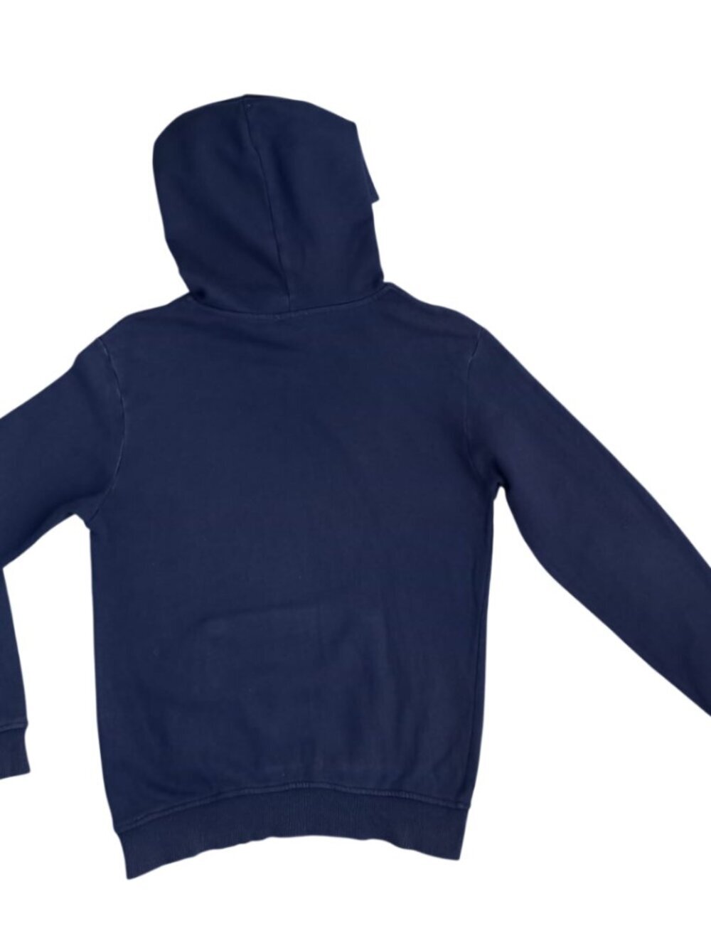 Benetton Navy Blue Hoodie Boys Size XL 11-12 Years Logo Pullover Sweatshirt - Picture 2 of 9